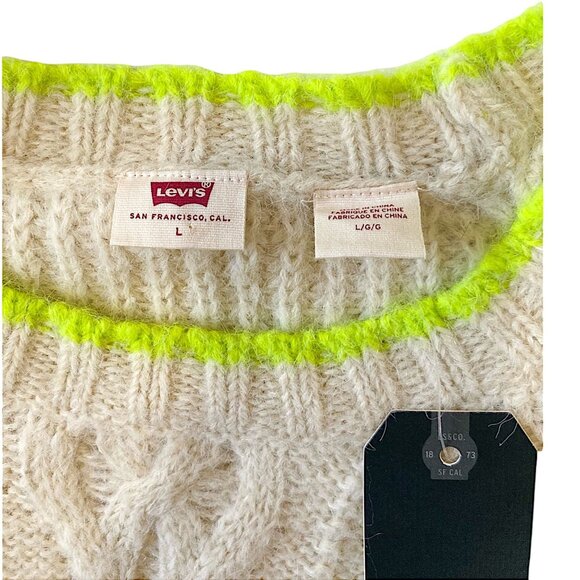 Levi's Ava Cable Knit Sweater in Almond Milk (off white, ivory)  size L, NWT - Picture 10 of 12